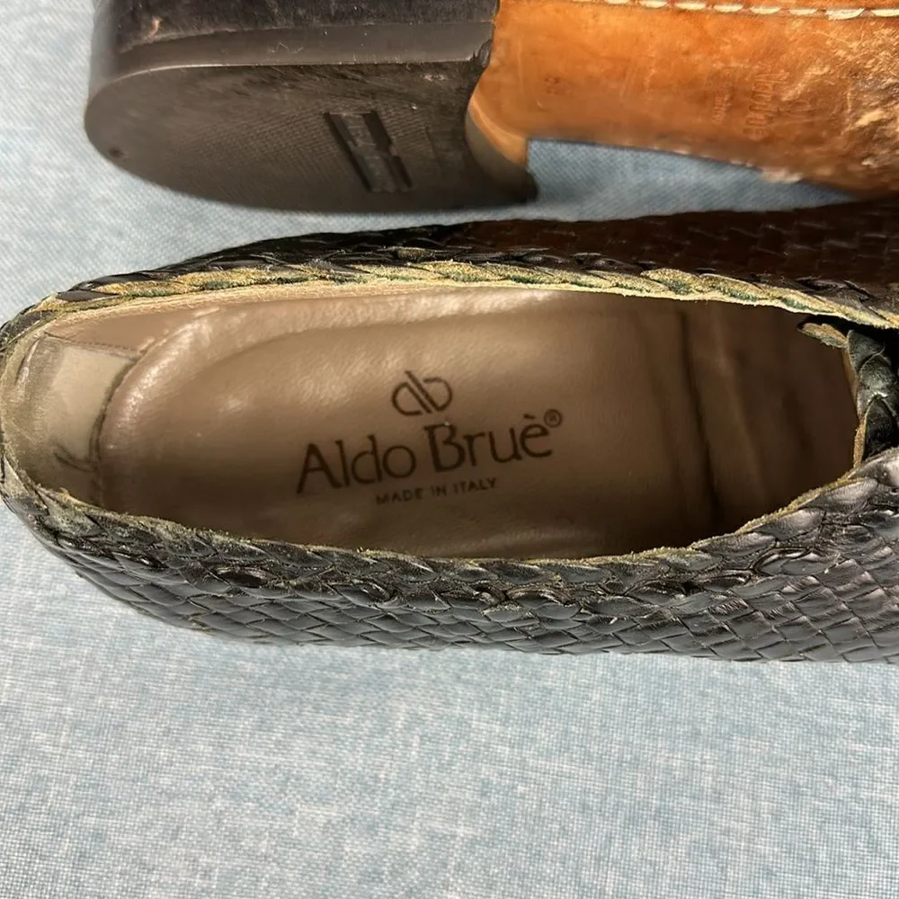 ALDO Brue Black Woven Leather Men's Oxfords Shoes Size 6.5
